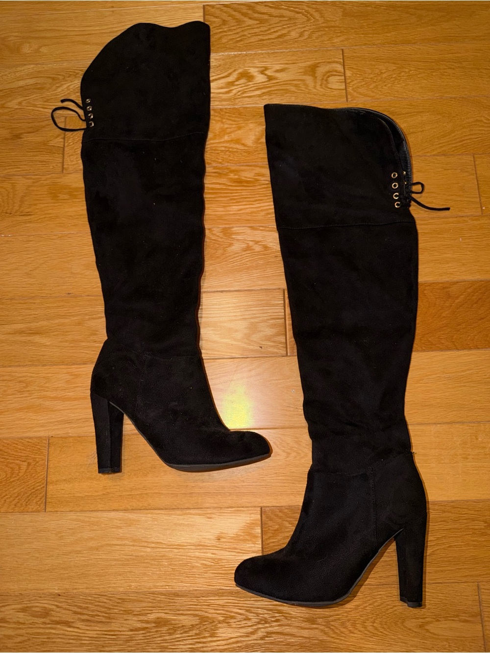 NEW Black Over-the-Knee Heeled Boots